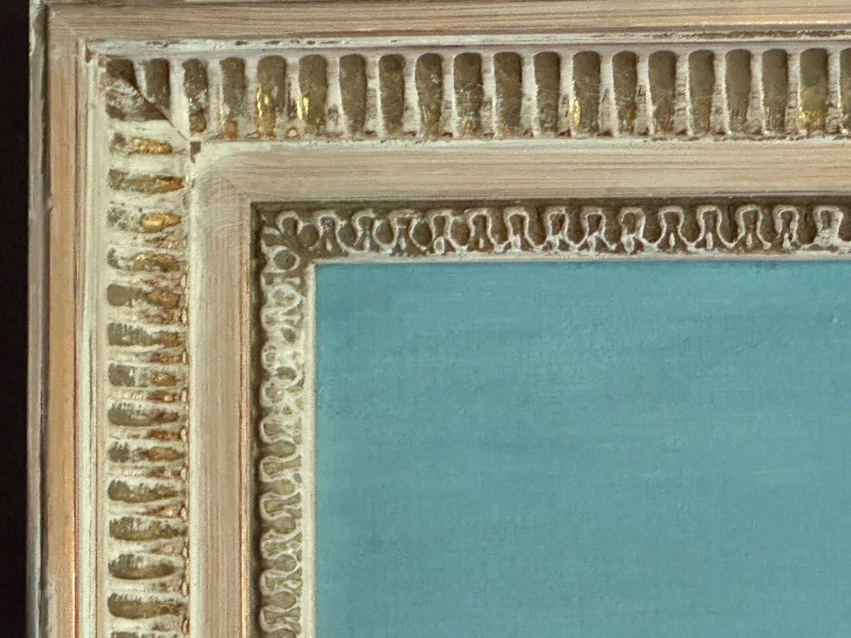 White Pickled Gold Frame - 12x17 Vintage Art Frame - Once in a Blue Moon