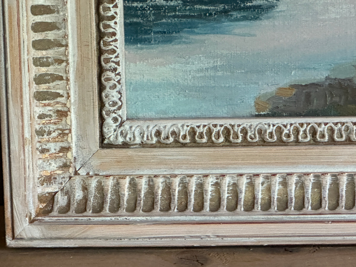 White Pickled Gold Frame - 12x17 Vintage Art Frame - Once in a Blue Moon